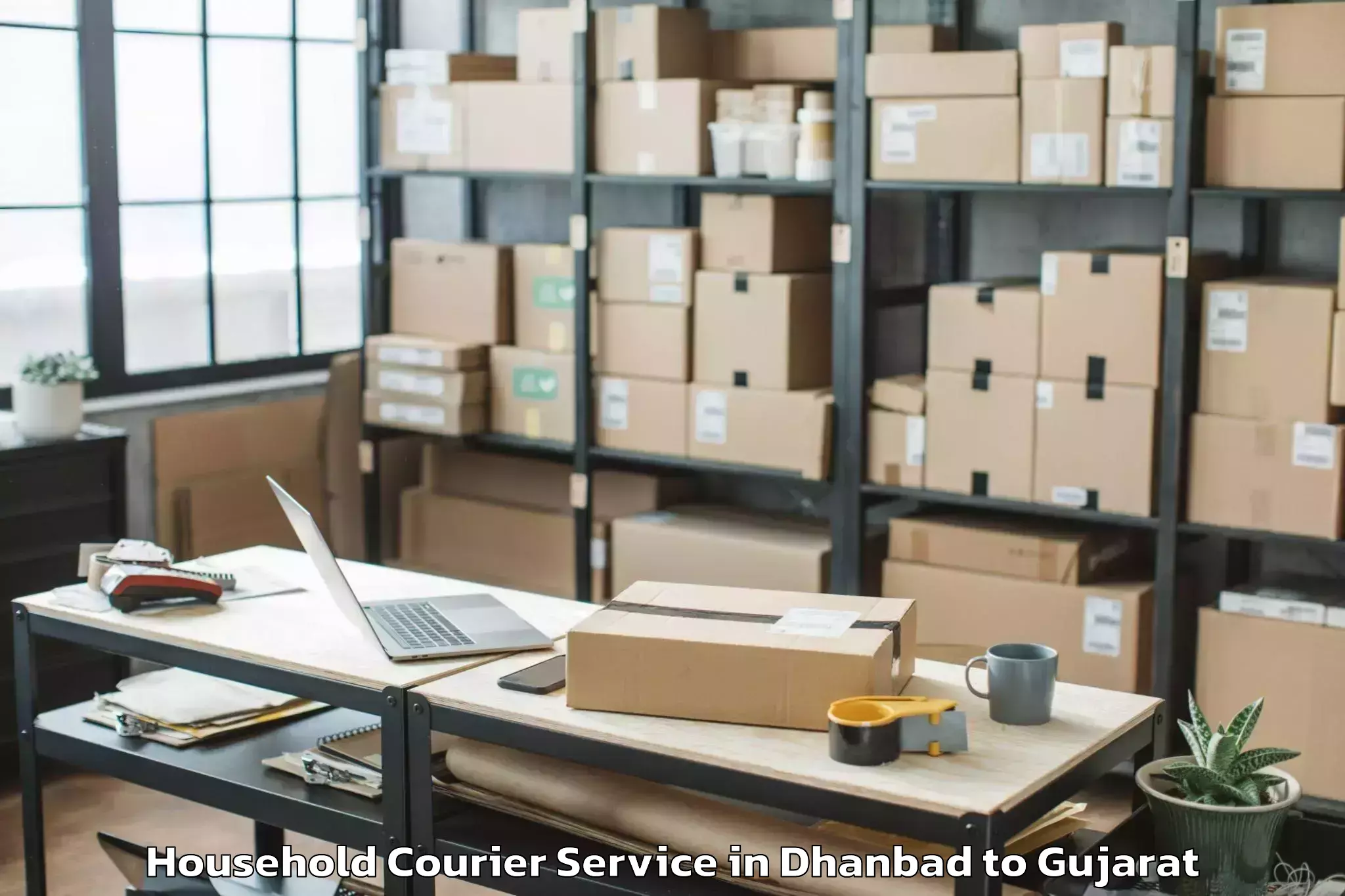 Reliable Dhanbad to Rudra Mata Airport Bhj Household Courier